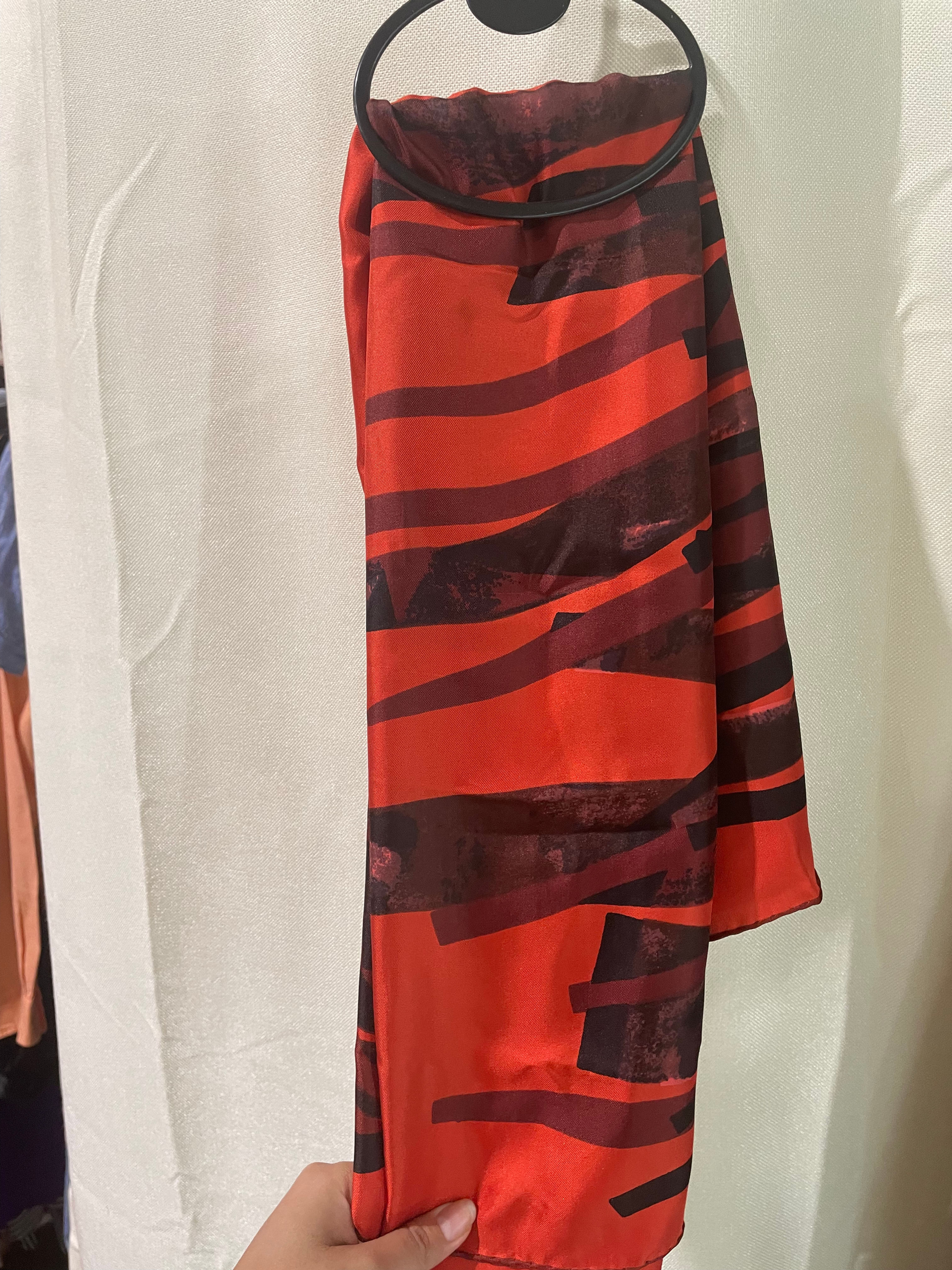 Vintage Abstract Art Red Scarf