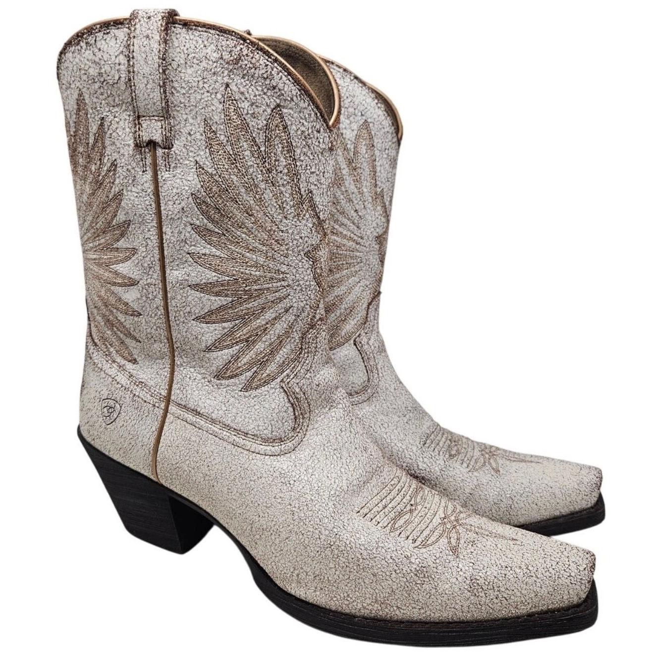 Ariat Goldie Distressed White Leather Western Boots