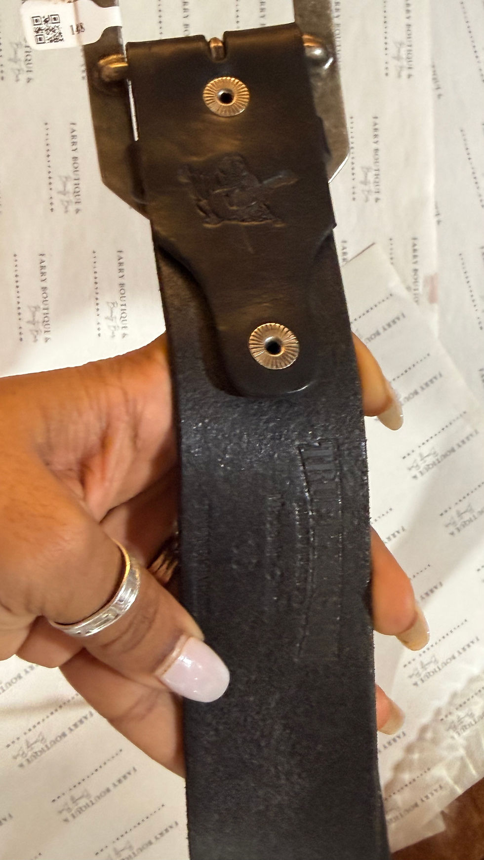 Miniature : **Rare Find ** True Religion Studded Multi Color Genuine Leather Black Belt 