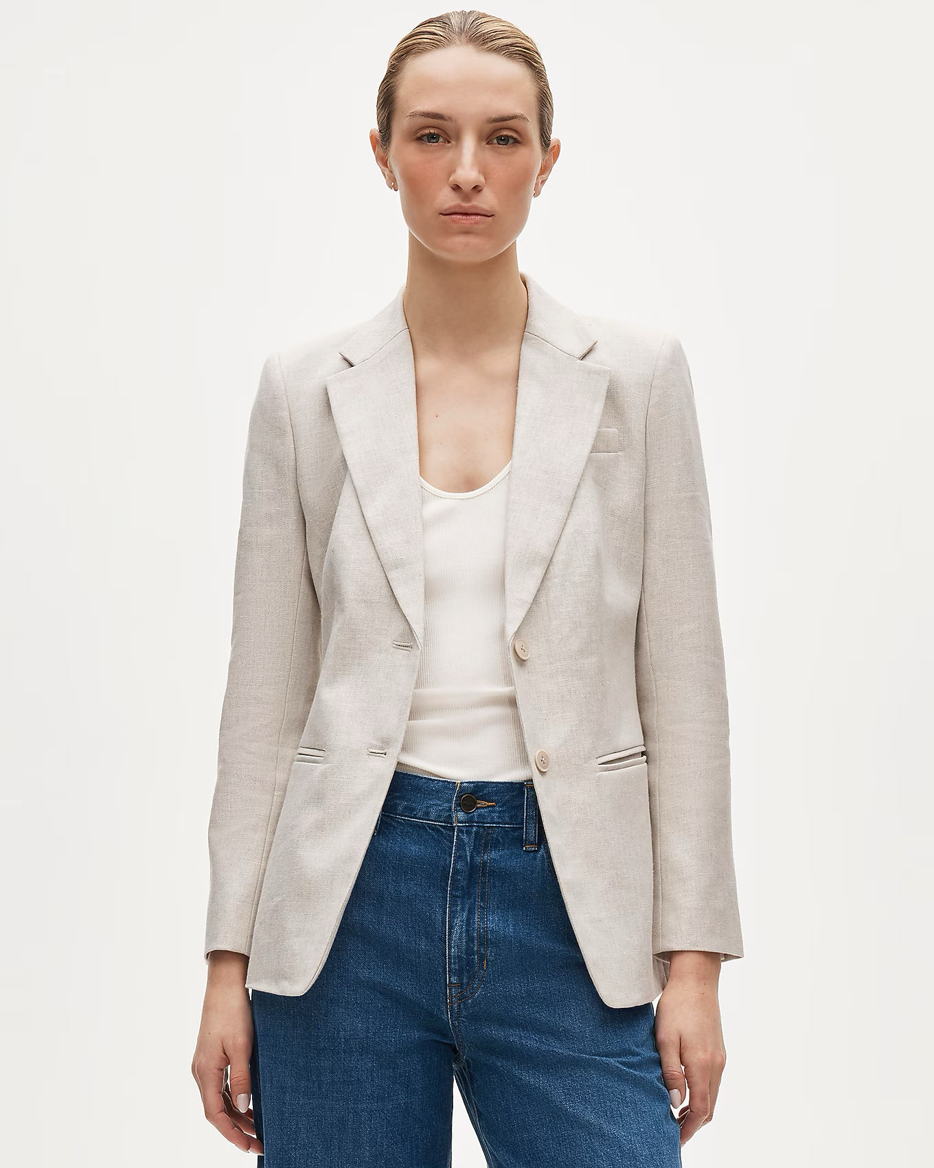 J.Crew Margeaux In Stretch Linen Blend Blazer Ivory Pink- 6 **Retails$228
