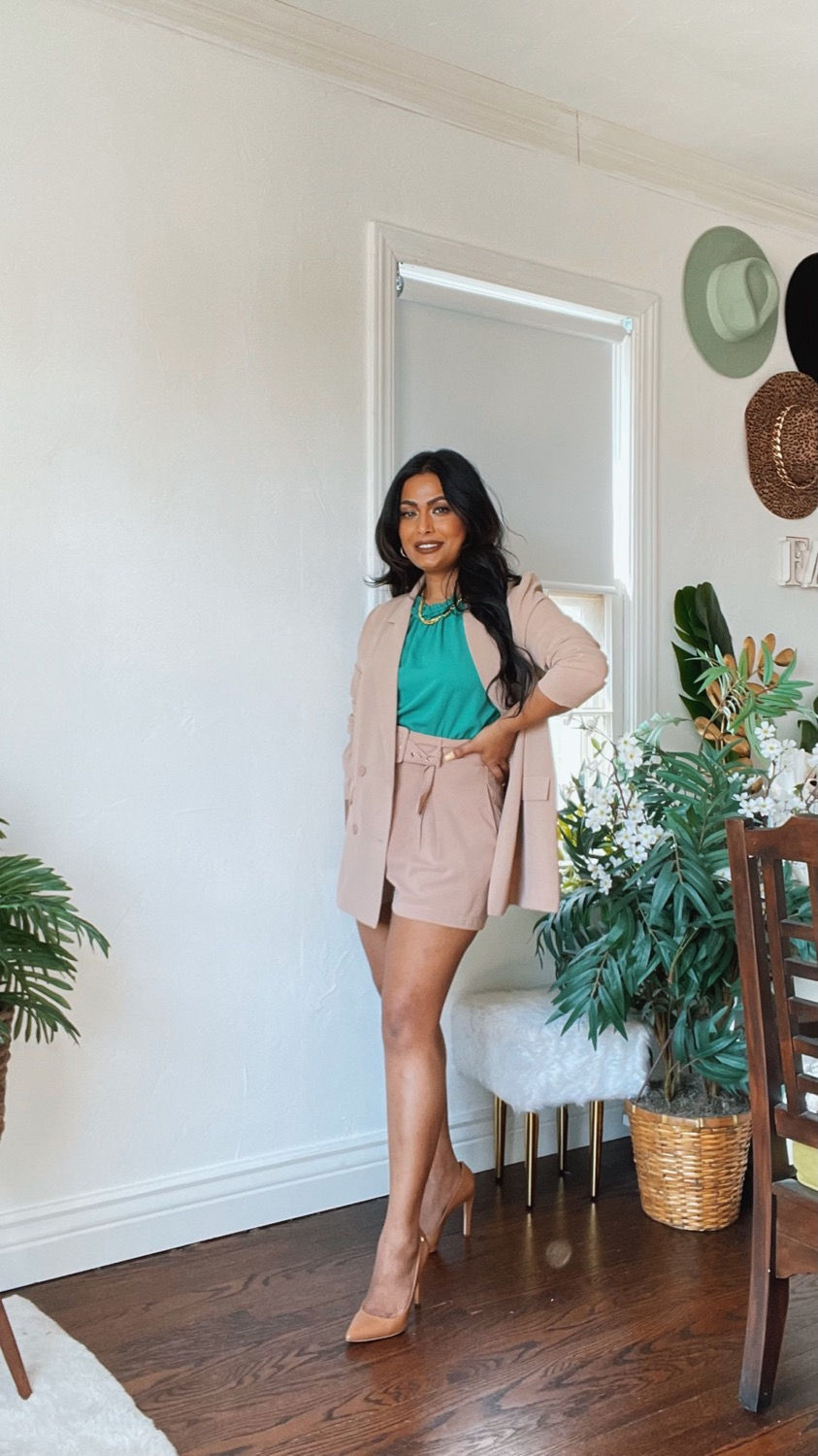 Thumbnail: Cute Look | Tan Double Button Light Weight Blazer