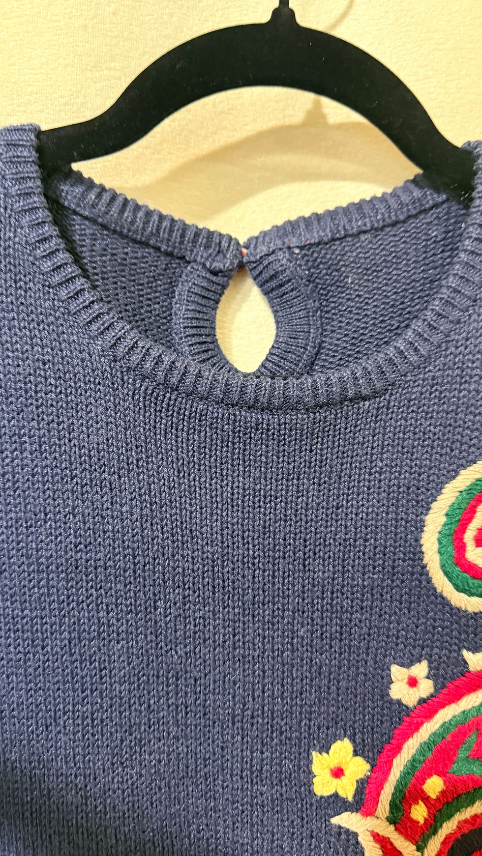 Miniatura: Vintage Paisley Embroidered Blue Cotton Knit- S