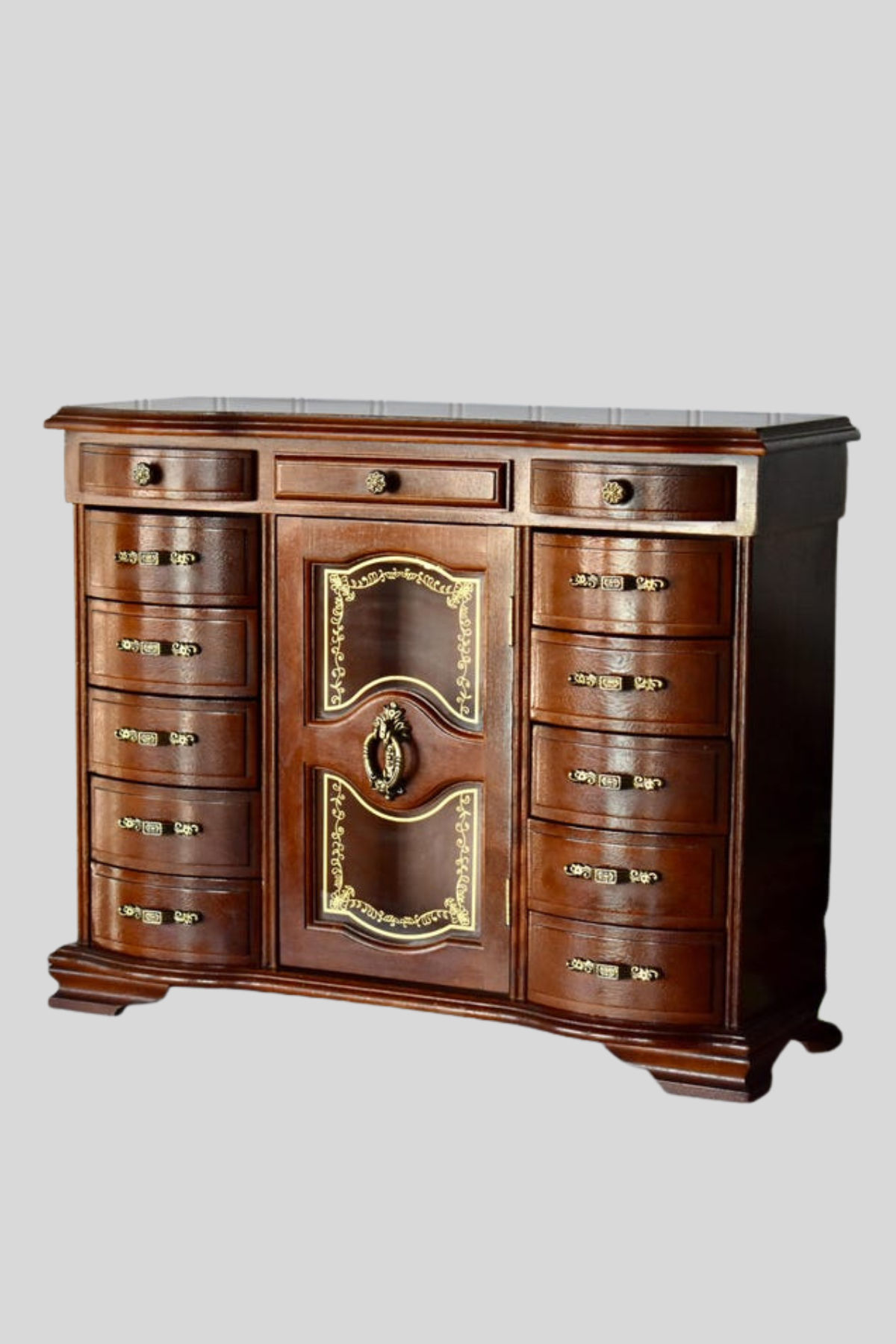 Vintage 1970’s London Leather Wood Jewelry Armoire