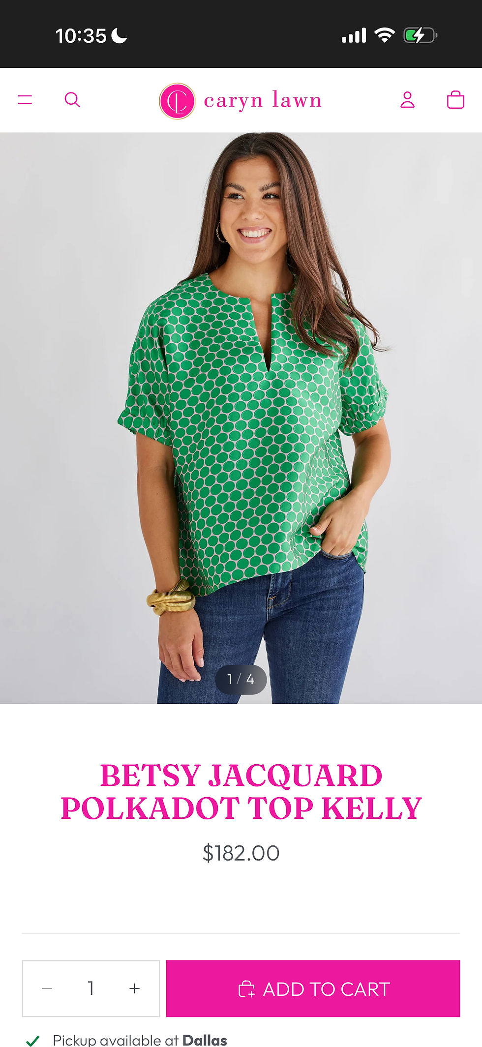 Прев'ю: Caryn Lawn Betsy Jacquard Polka Dot Top Kelly