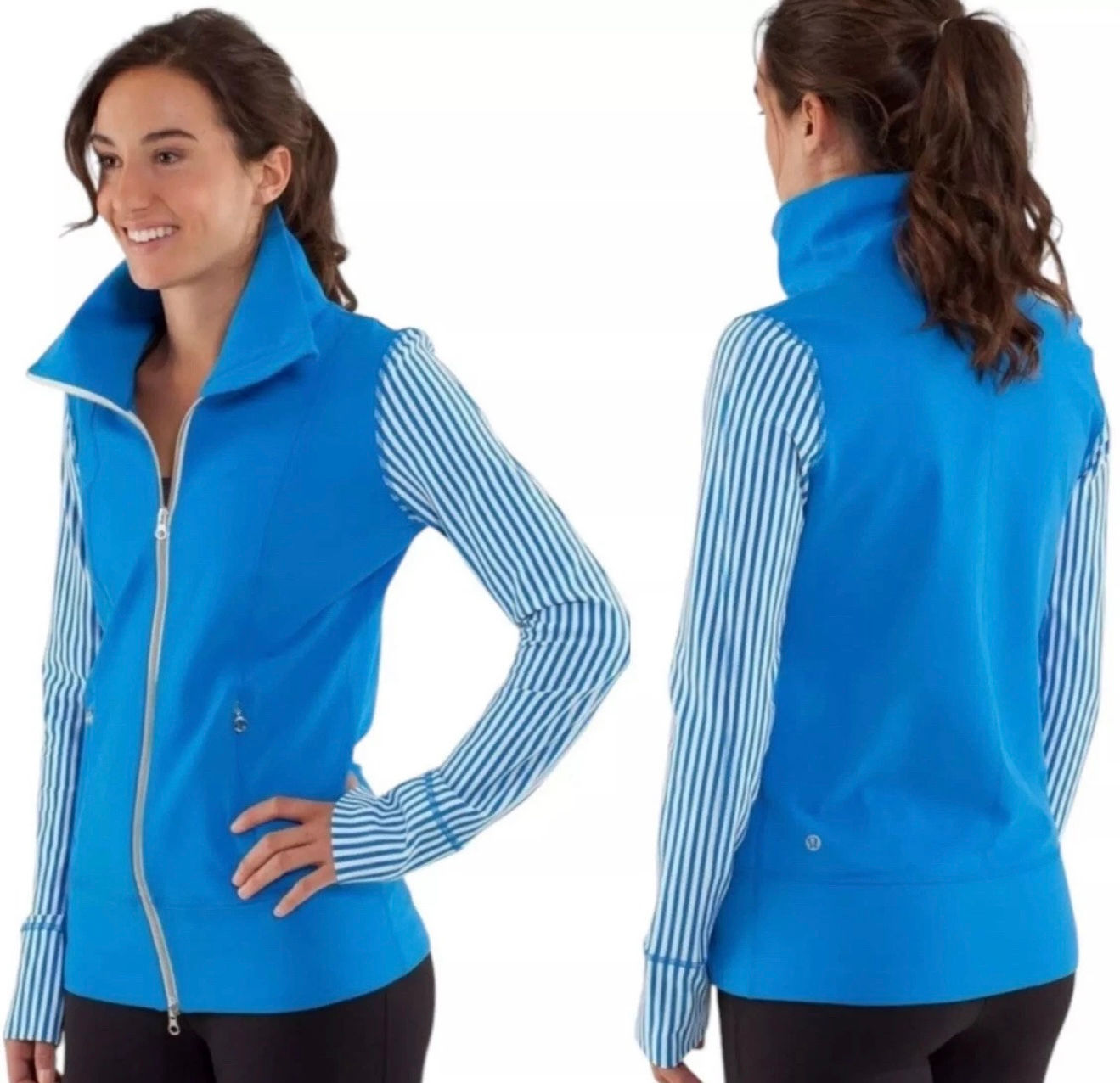 Lululemon Daily Yoga Jacket Blue Polar Stripped