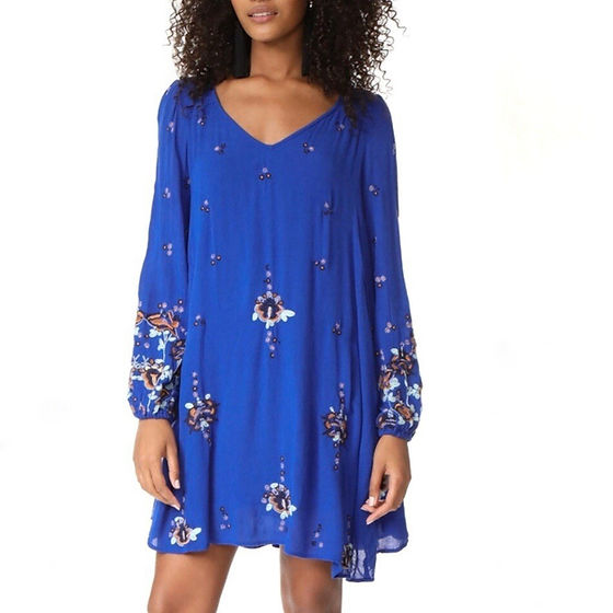 Free People Cobalt Blue Oxford Embroidered Shift Dress- S | Farry Boutique Free People Cobalt Blue Oxford Embroidered Shift Dress- S | Farry Boutique
