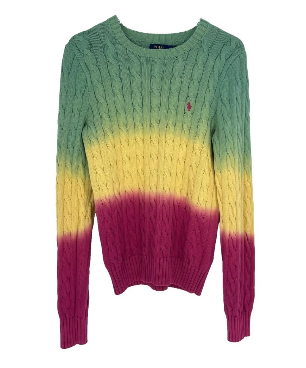Ralph Lauren Ombre Cable Knit Cotton Crew Neck