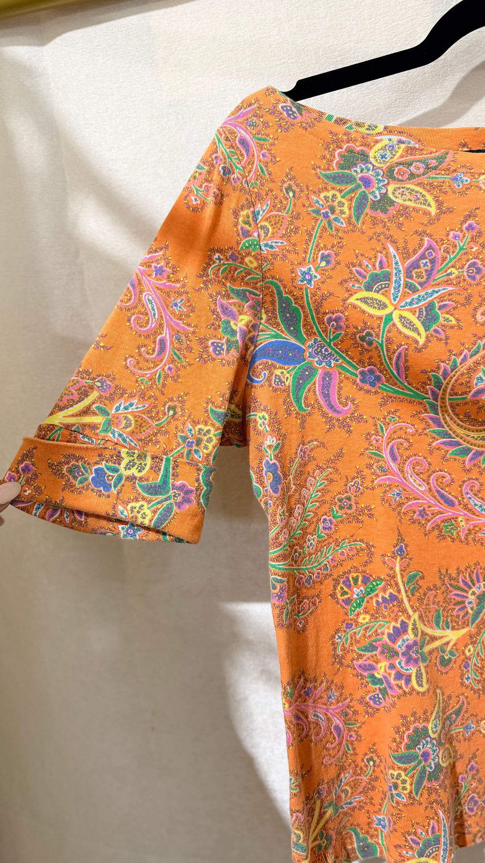 Thumbnail: Lauren Ralph Lauren Boat Neck Stretch Cotton Orange Multi- L