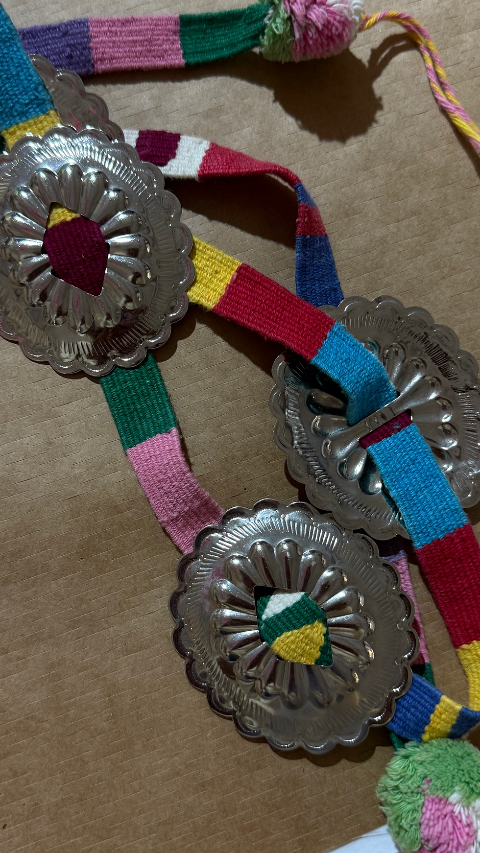 Vintage 1983 Southwestern Trinity Buckle Concho Belt