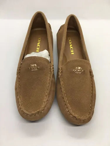 Coach Amber Driving Tan Suede Leather Slip-On Moccasin