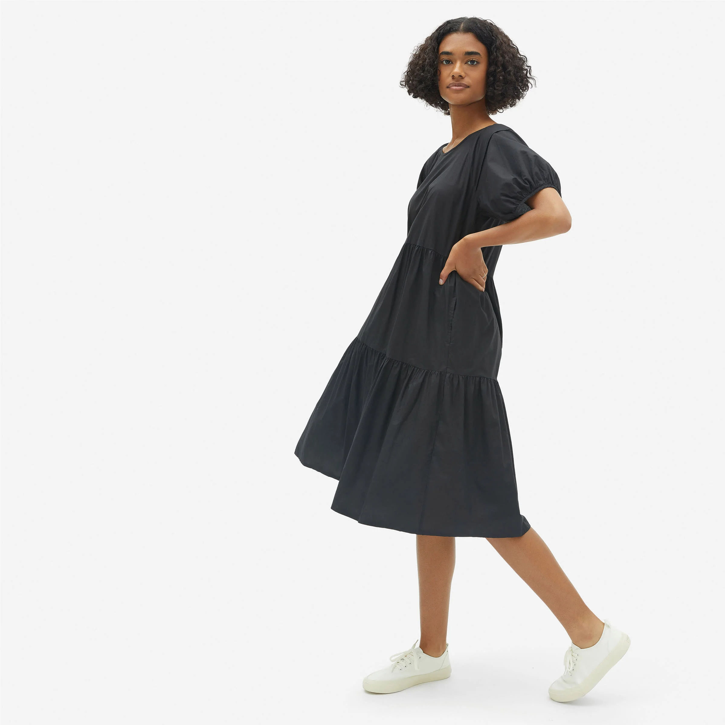 EVERLANE The Tiered Cotton Dress Retails:$170– Black- 4