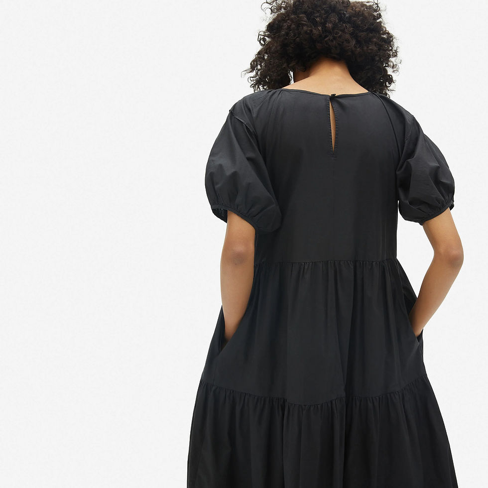 Thumbnail: EVERLANE The Tiered Cotton Dress Retails:$170– Black- 4