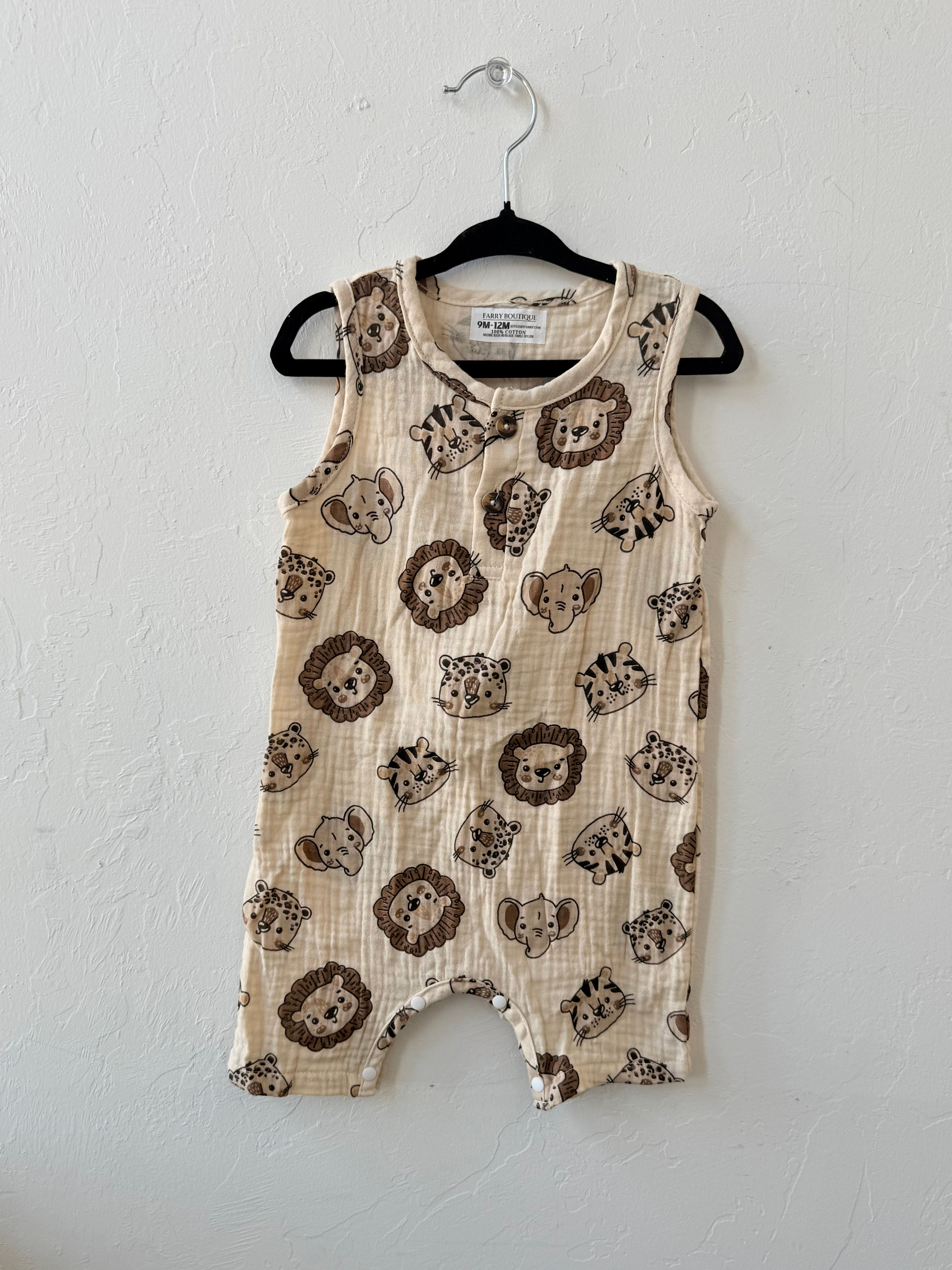 Kids Sleeveless Baby Lion Cotton Jumpsuit