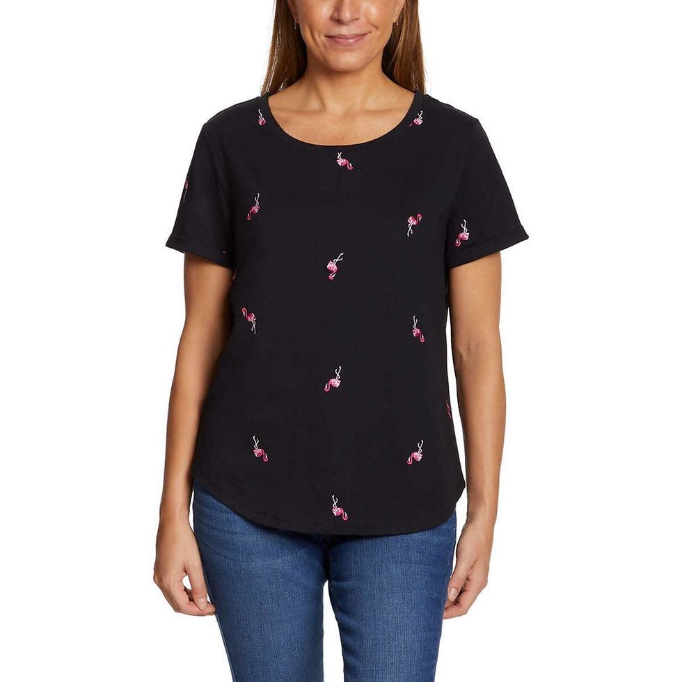 Thumbnail: Vintage America Flamingos Embroidered Cotton Tee- S
