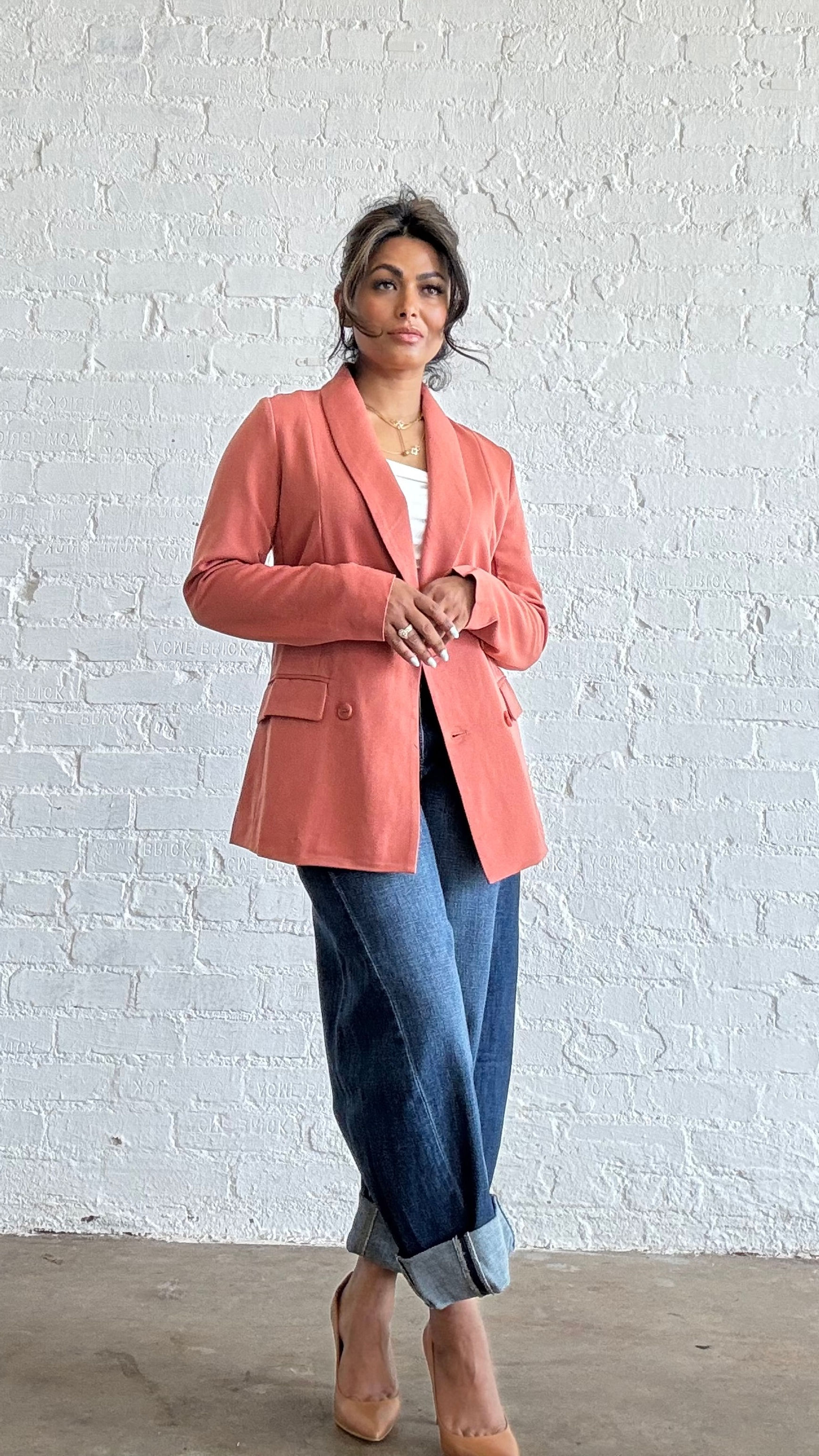 Extra Mile | Terracotta Double Breasted Blazer