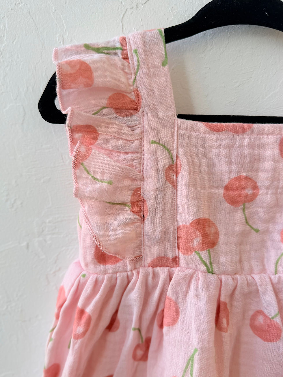 Miniatura: Infant Pink Cherry Flutter Sleeve Cotton Dress