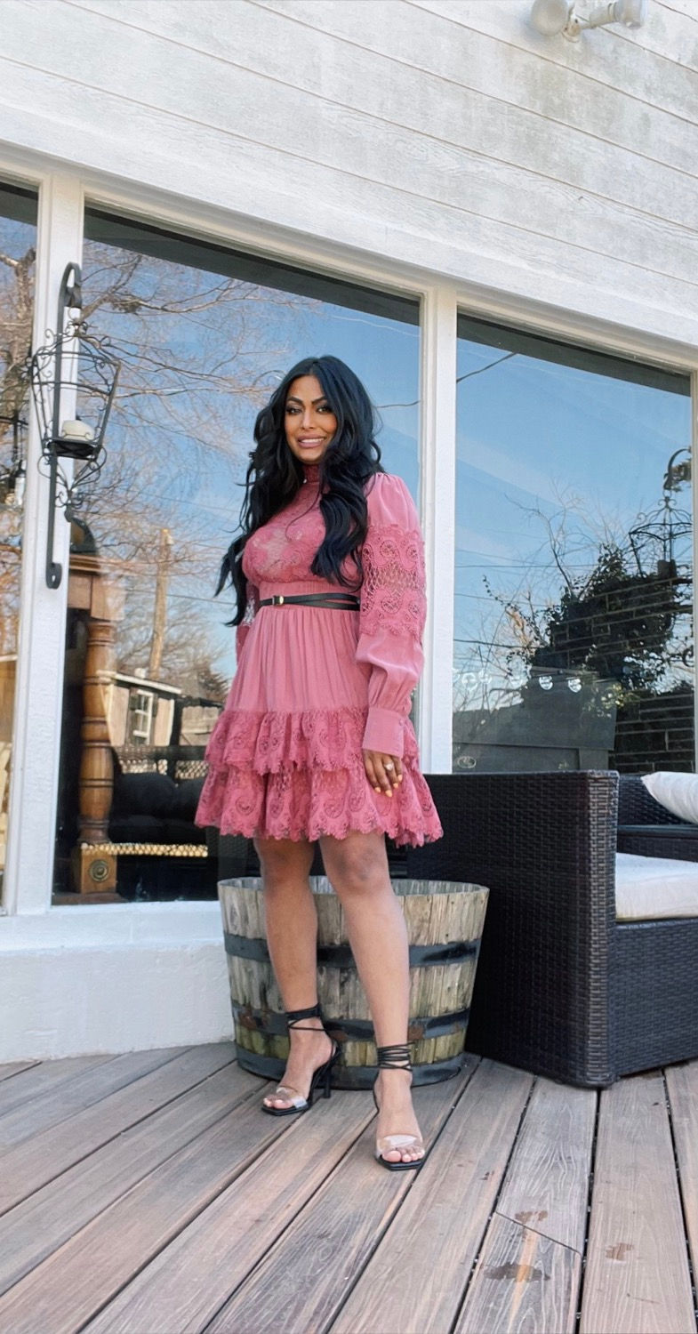 Прев'ю: Classic Love |  Mauve Long Sleeve Lace Dress