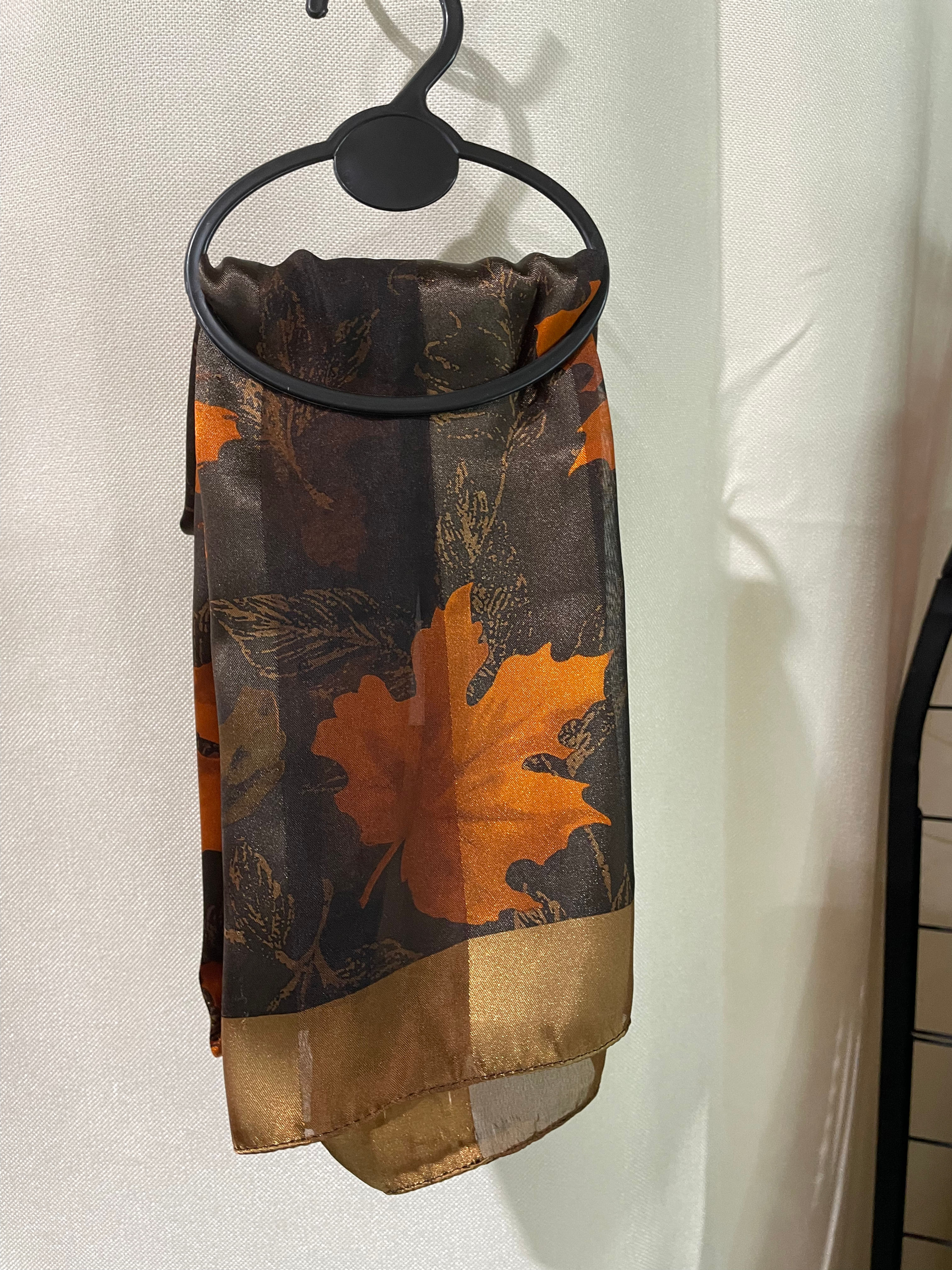 Christopher & Banks Fall Leaves Autumn Nature Lightweight Polyester Scarf 