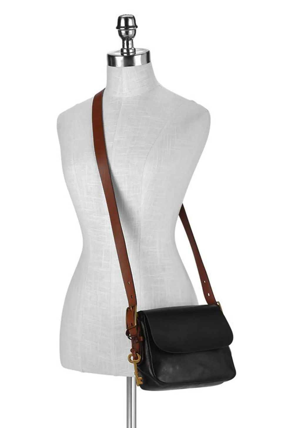 Thumbnail: Fossil Harper Large Flap Crossbody Black Brown Genuine Leather Bag
