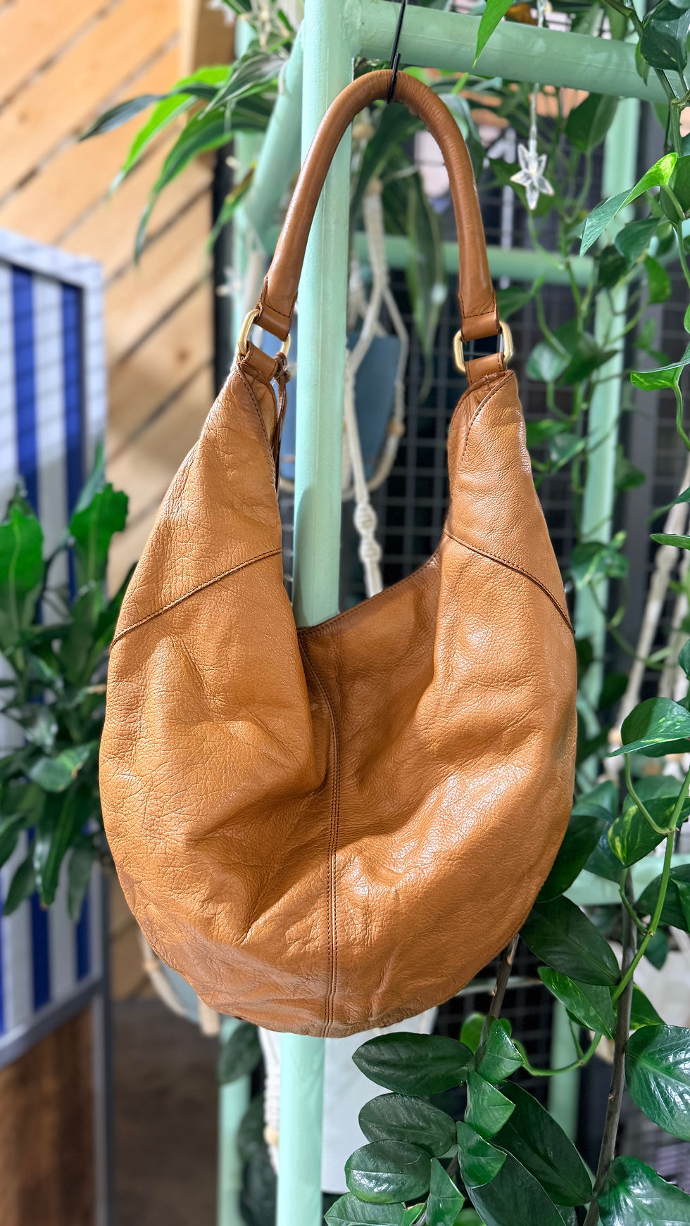 Miniature : Linea Pelle Braided Soft Leather Hobo Bag In Tan 