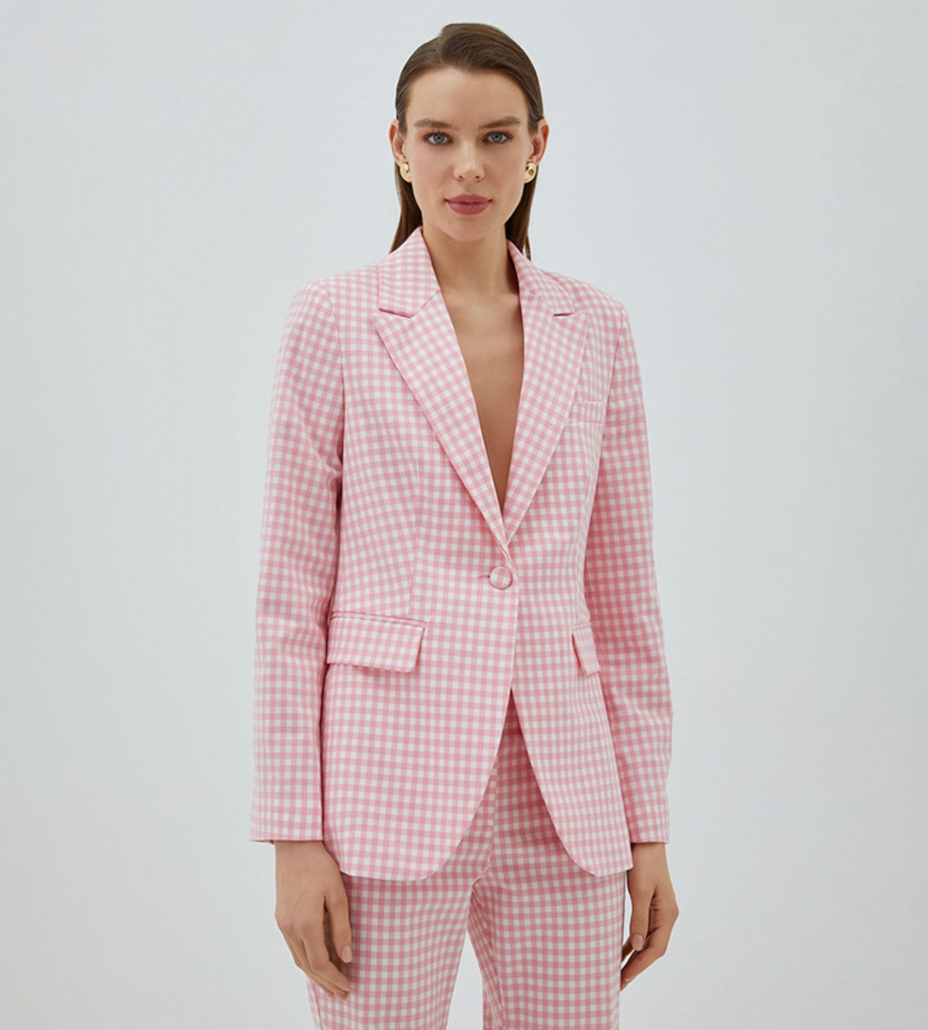 Ashley Brooke Pink White Gingham Blazer
