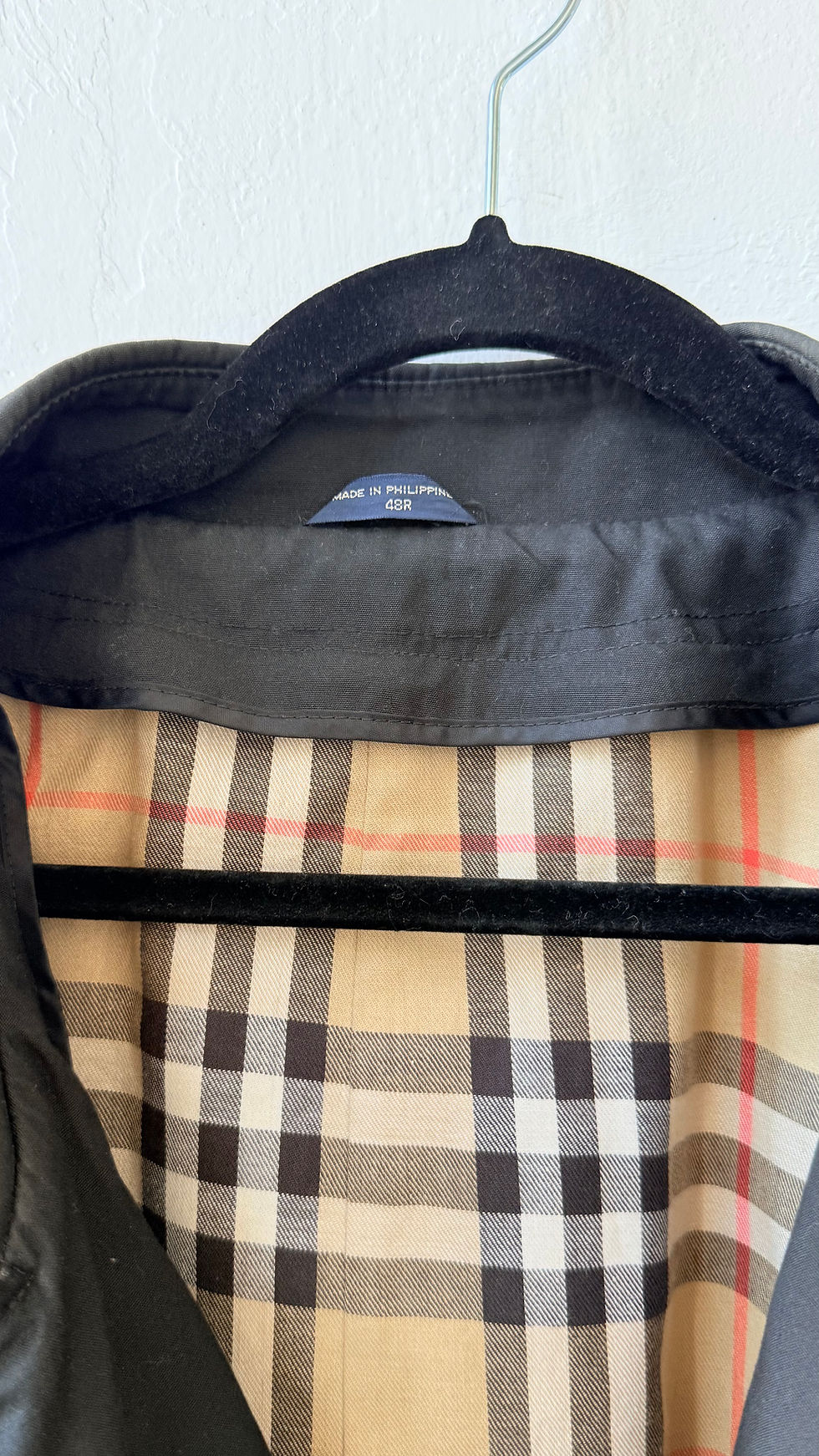 Thumbnail: Burberry Style Black Trench Coat w/Nova Check Bradley Jones- 48Reg