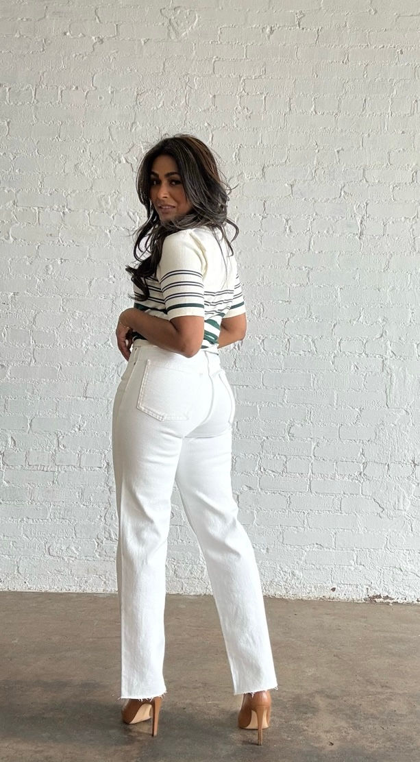 Miniaturbild: Softly Minimal | Green & Cream Stripe Top