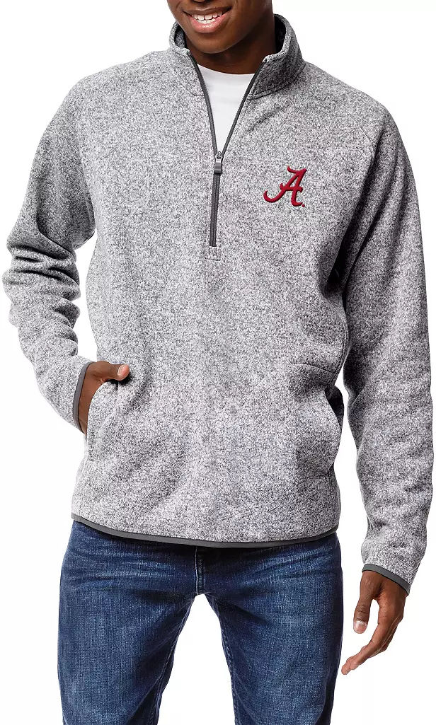 League-Legacy Men's Alabama Crimson Tide Grey Saranac Quarter-Zip- M