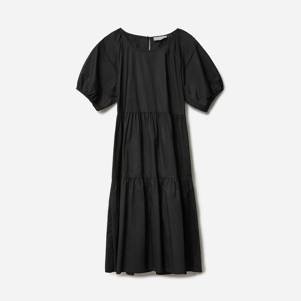 Thumbnail: EVERLANE The Tiered Cotton Dress Retails:$170– Black- 4