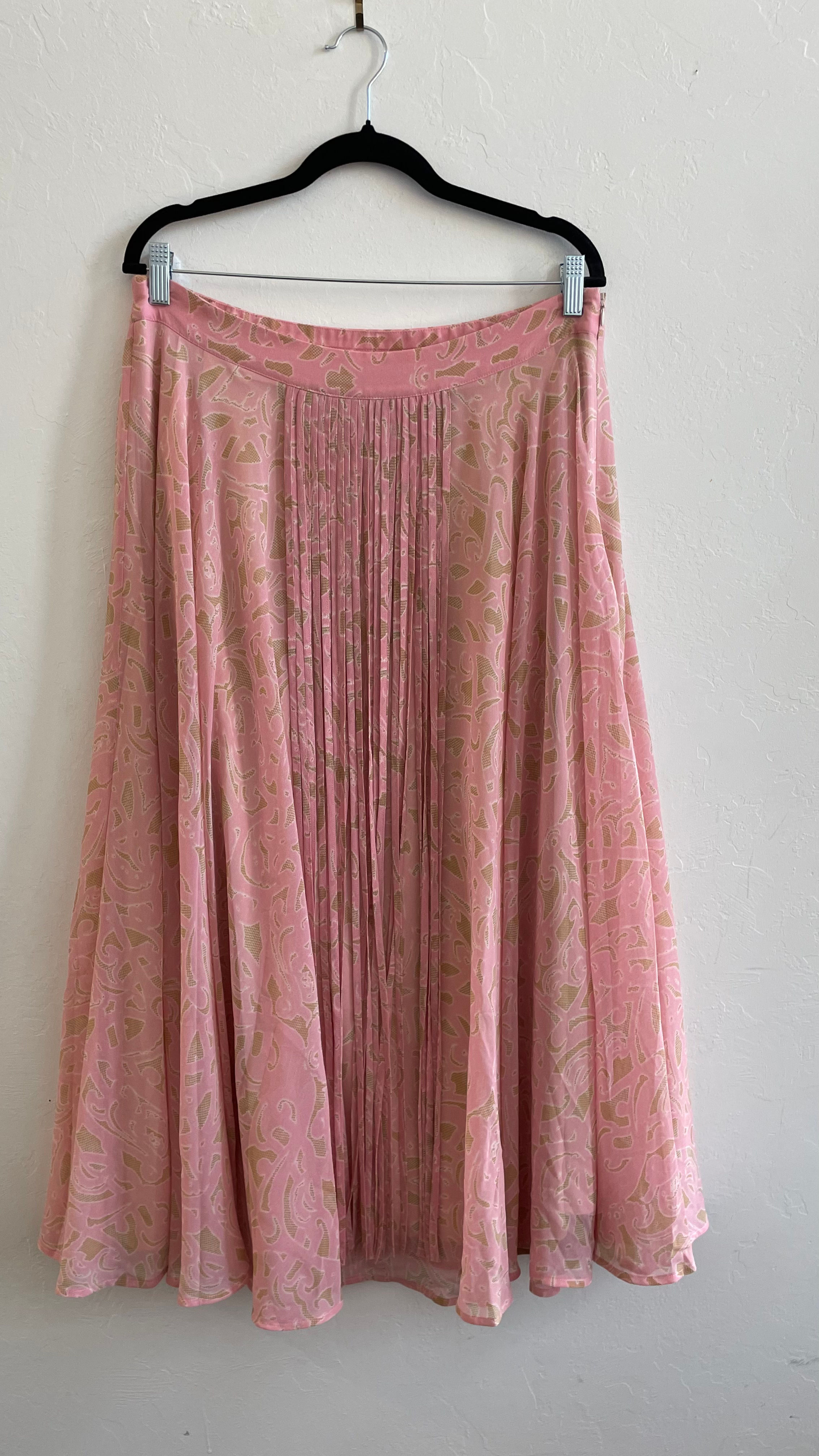 RARE FIND** Soft Surroundings Pink Floral Front Fringe Maxi Skirt- PL