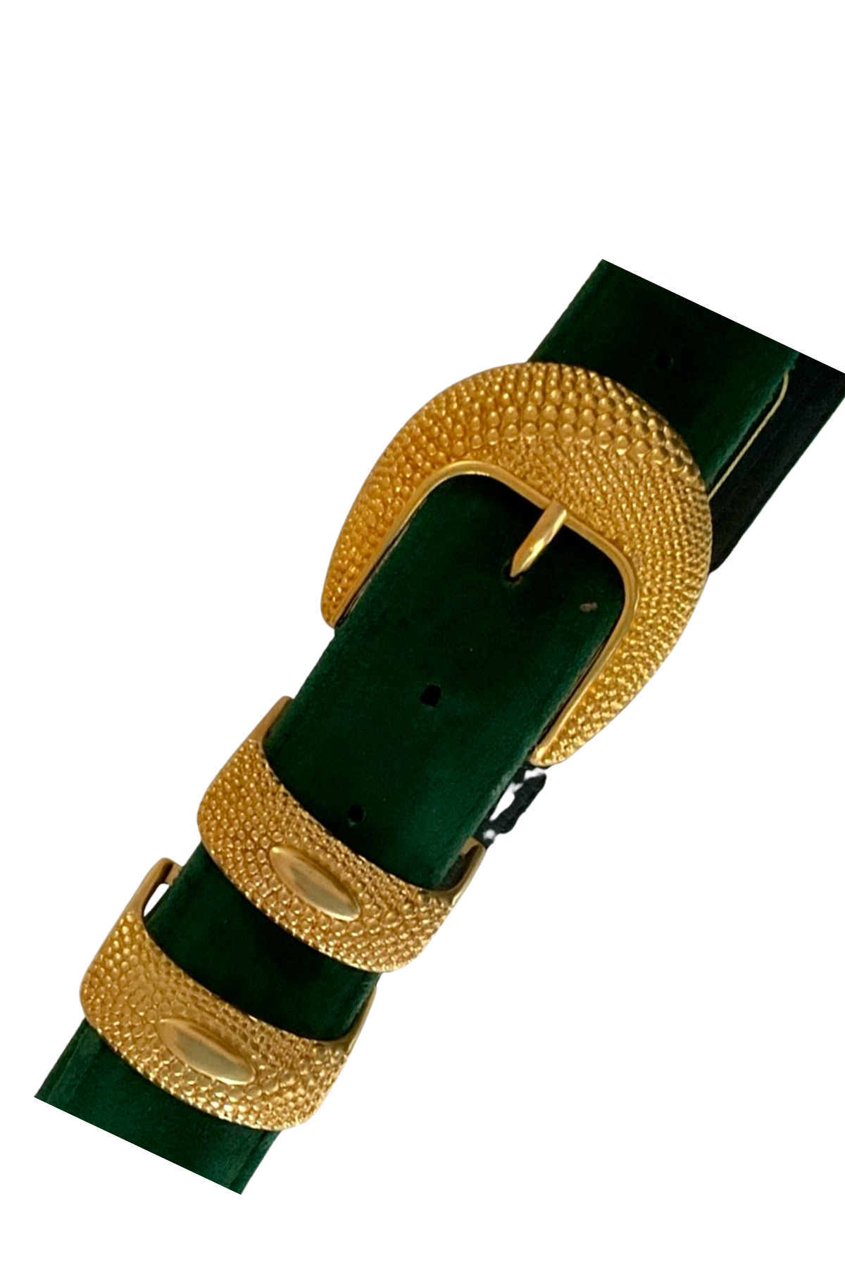 Carlisle Vintage Black Crocodile Leather Gold Statement Buckle Belt- S