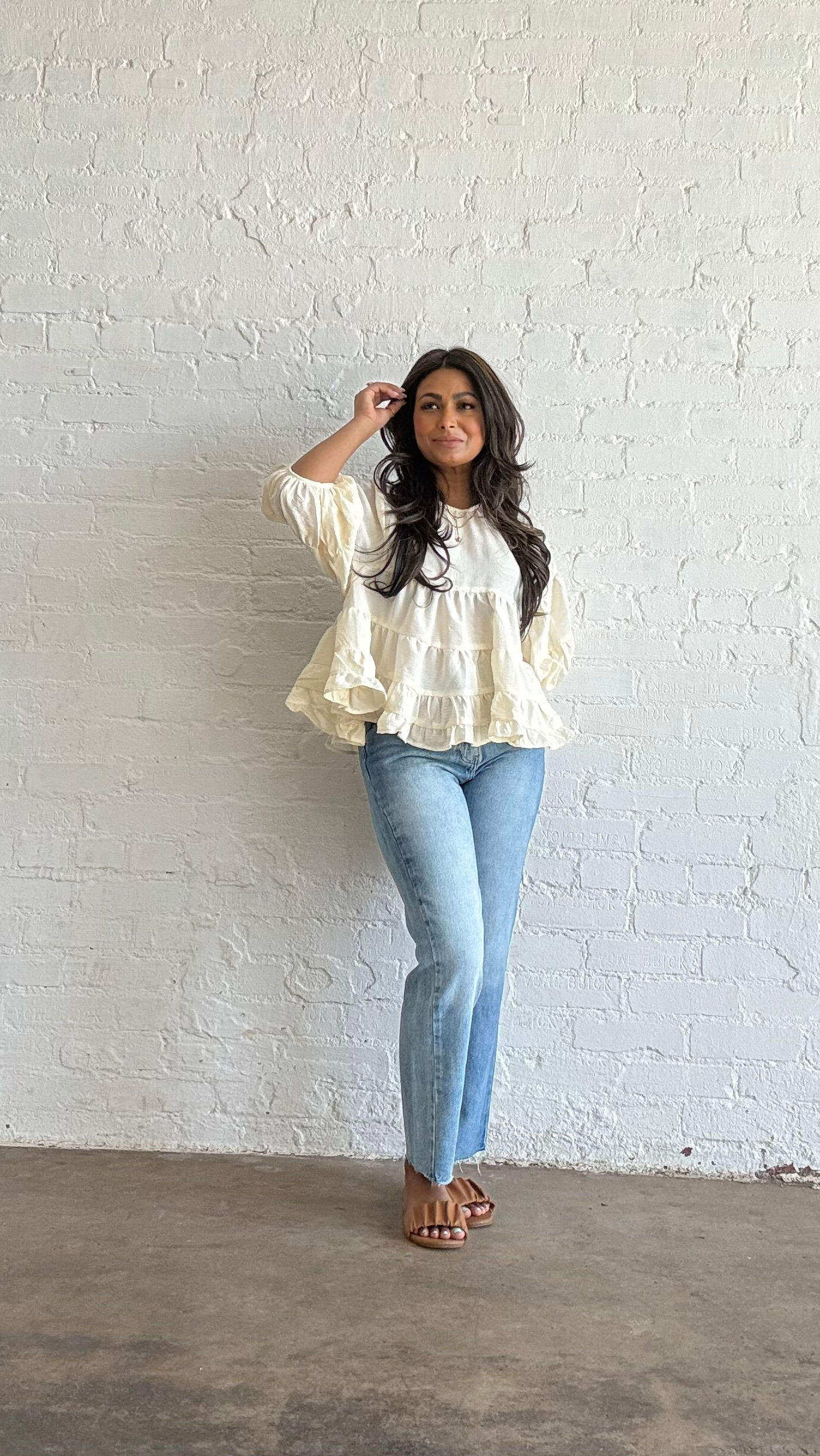 Tiers to Fun | Cream Tiered Blouse