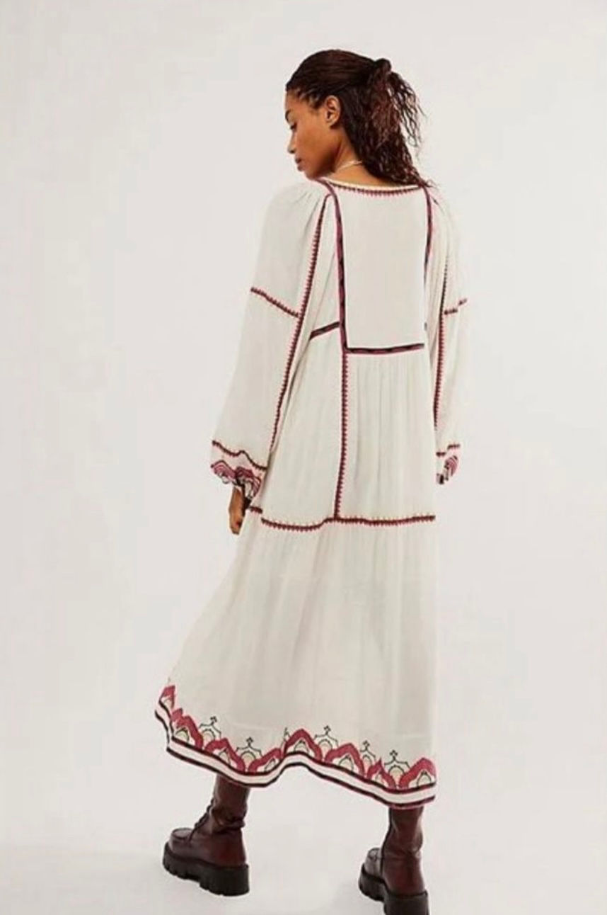 Thumbnail: Free people Sweet Escape Midi Dress White Multi- XS