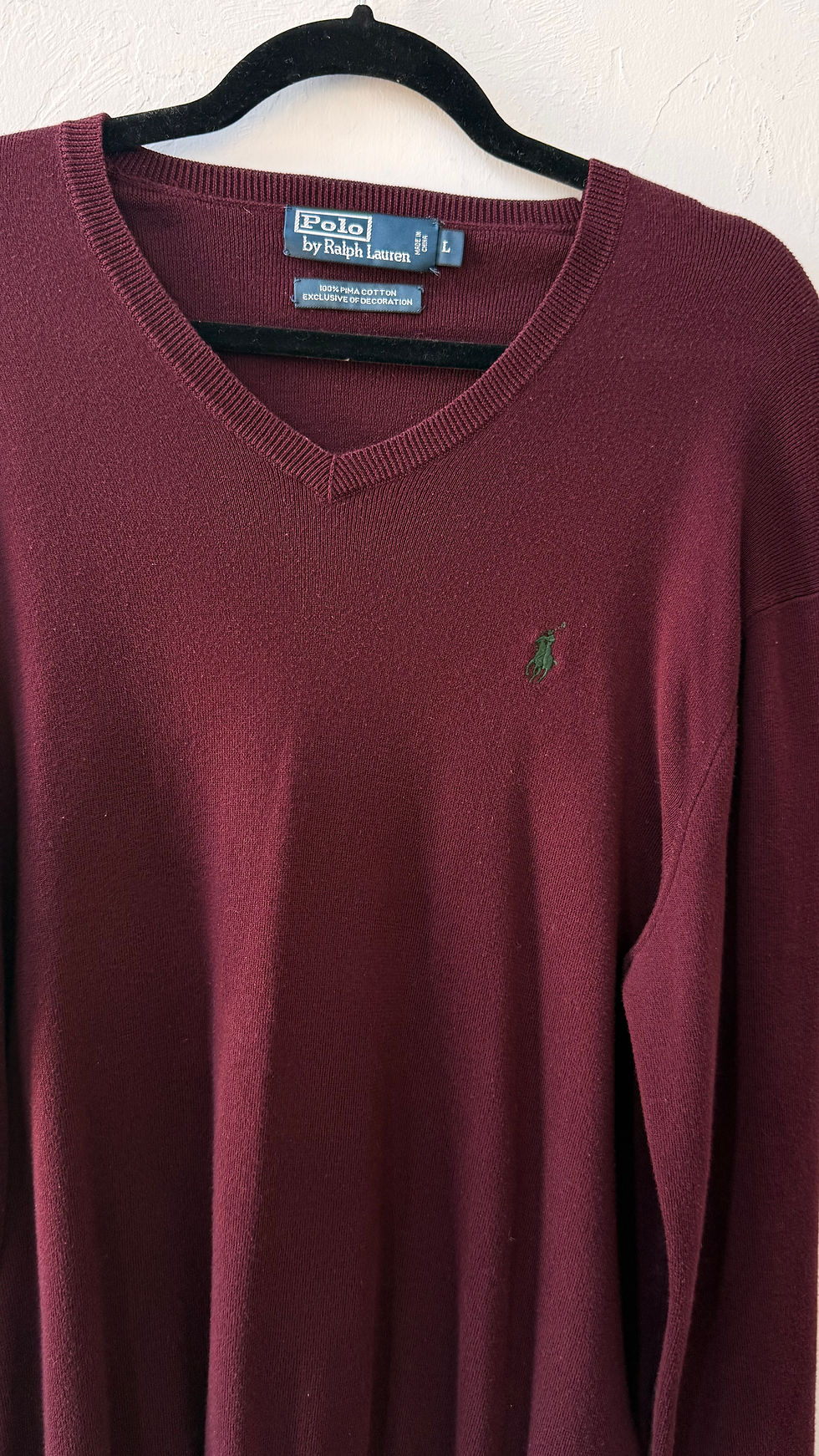 Thumbnail: Polo Ralph Lauren V-neck Sweater In Aged Wine Green Pony - L