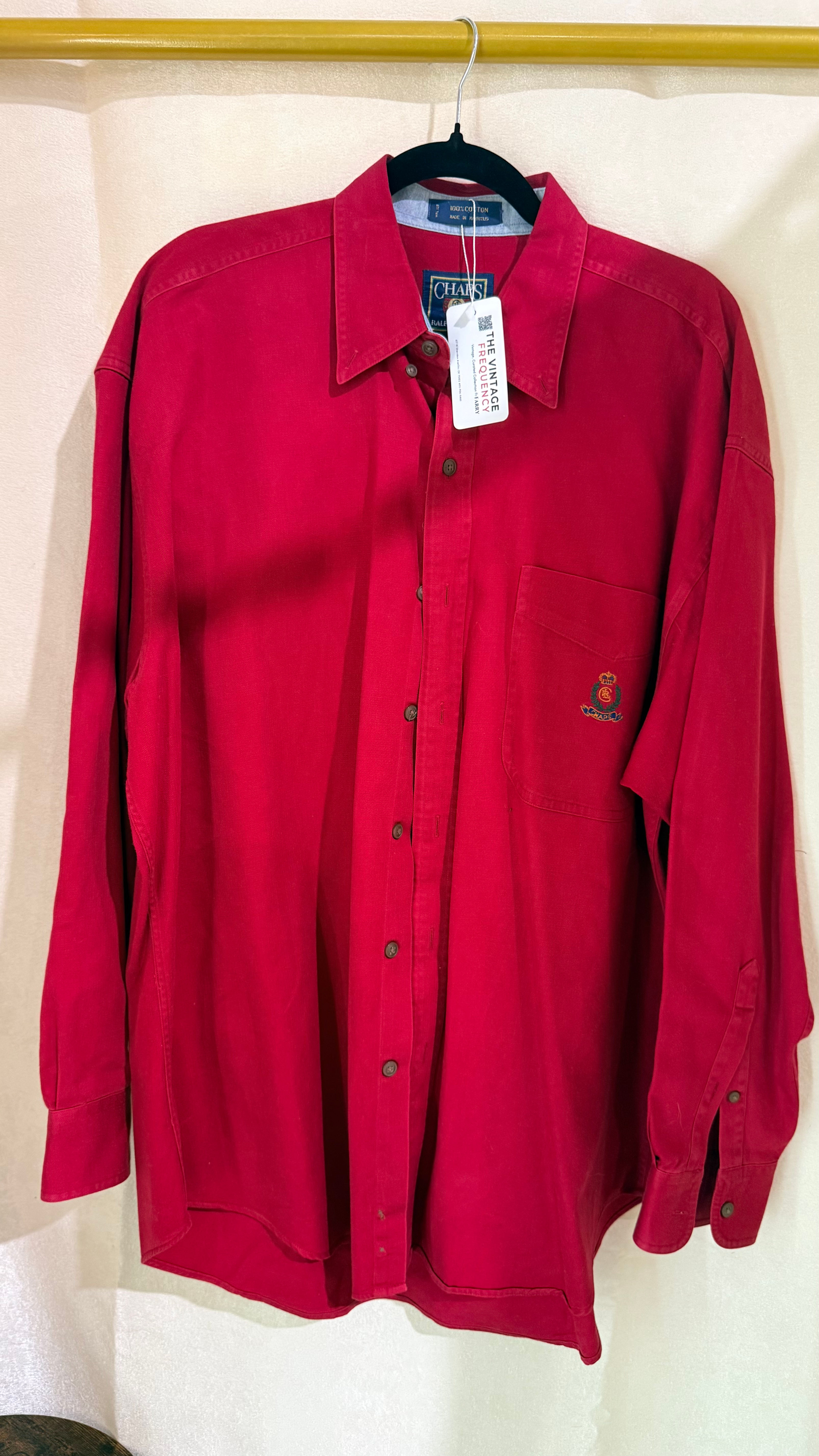 Vintage RARE FIND Chaps Ralph Lauren Red Button Down-L