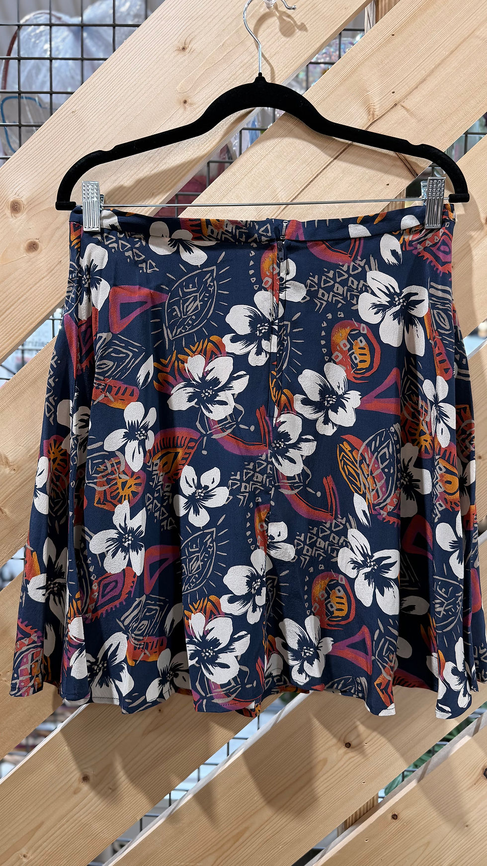 Thumbnail: Vintage Amanda Smith Pure Silk Black Floral Skirt- 12