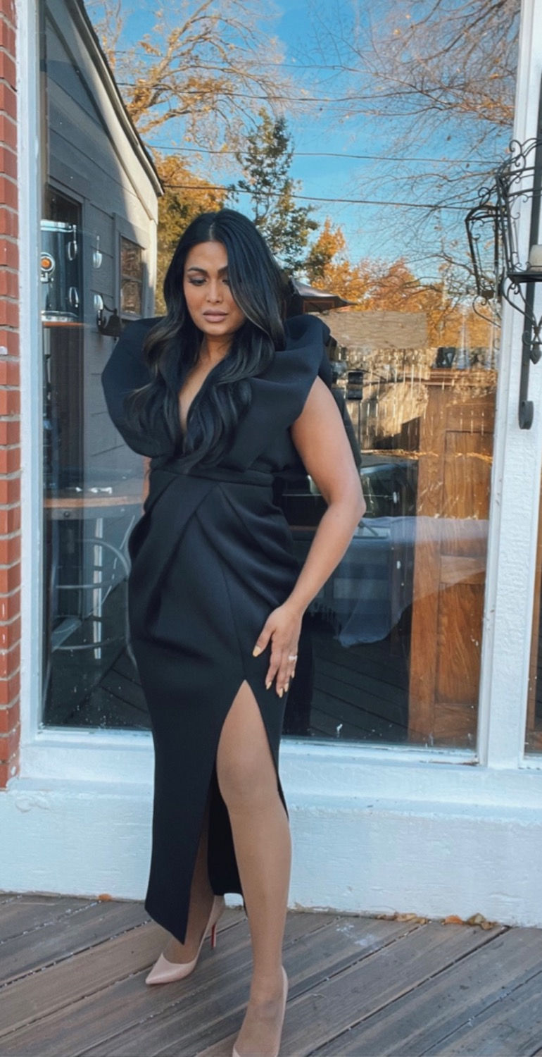Miniatura: Make It Elegant | Black Puff Sleeve Long Dress