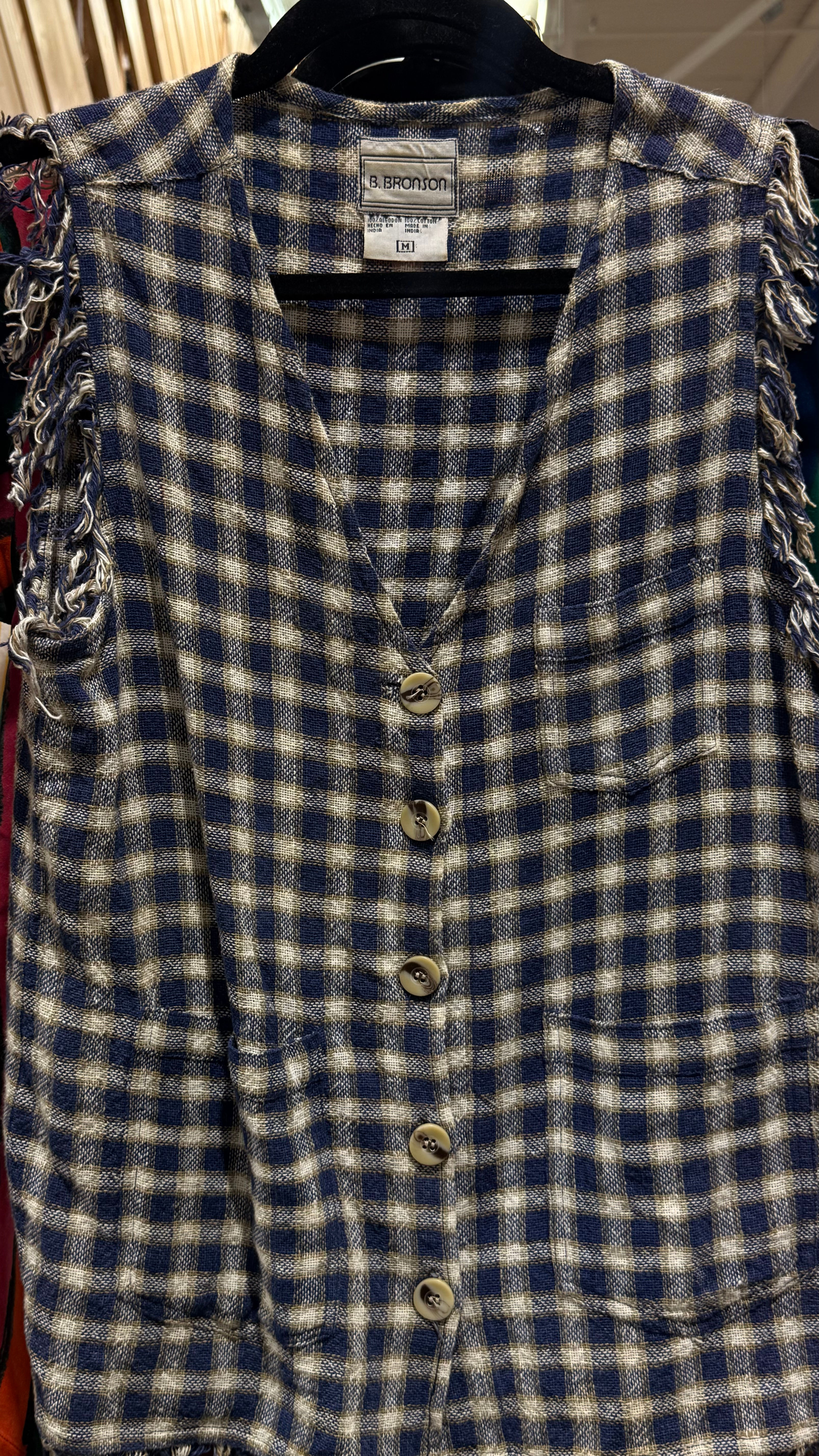 Vintage B. Bronson Plaid Cotton Vest.