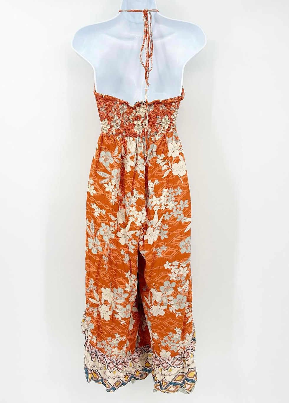 Thumbnail: Angie Boho Summer Resortwear Halter Floral Wide Leg Palazzo Jumpsuit- M