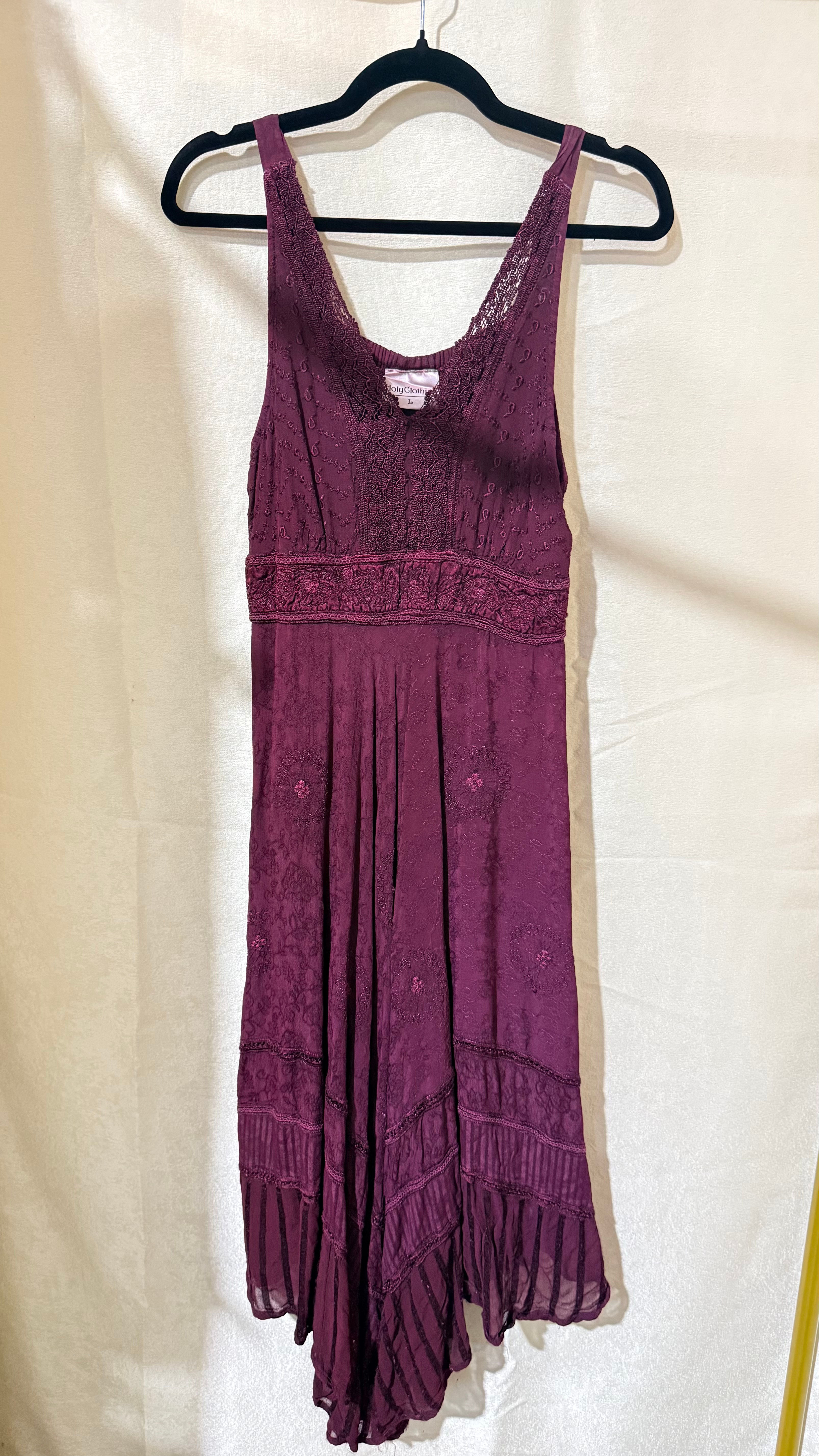 Holy Clothing Intricate Embroidery Lace Detailing Dress - L