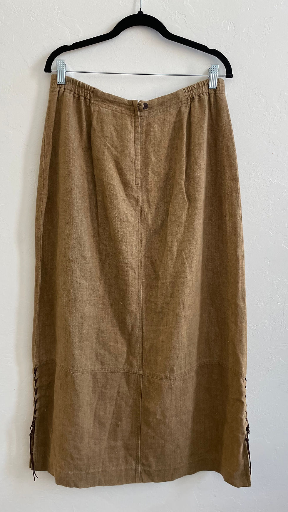 Thumbnail: RARE FIND** J. Jill Pure Linen Brown A Line Leather String Skirt- 12