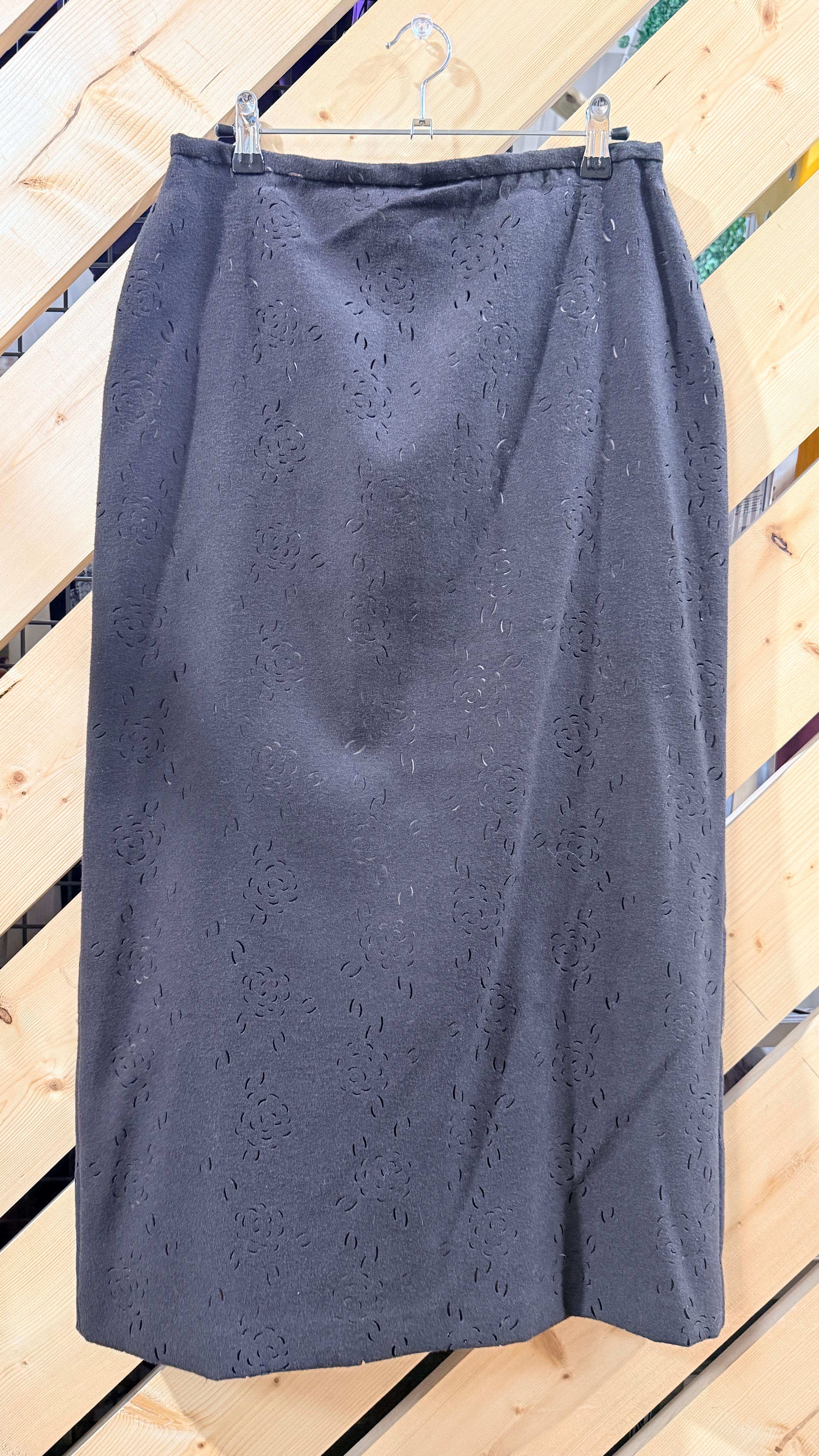 Vintage Even Picone Laser Cut Brown Pencil Skirt - 6