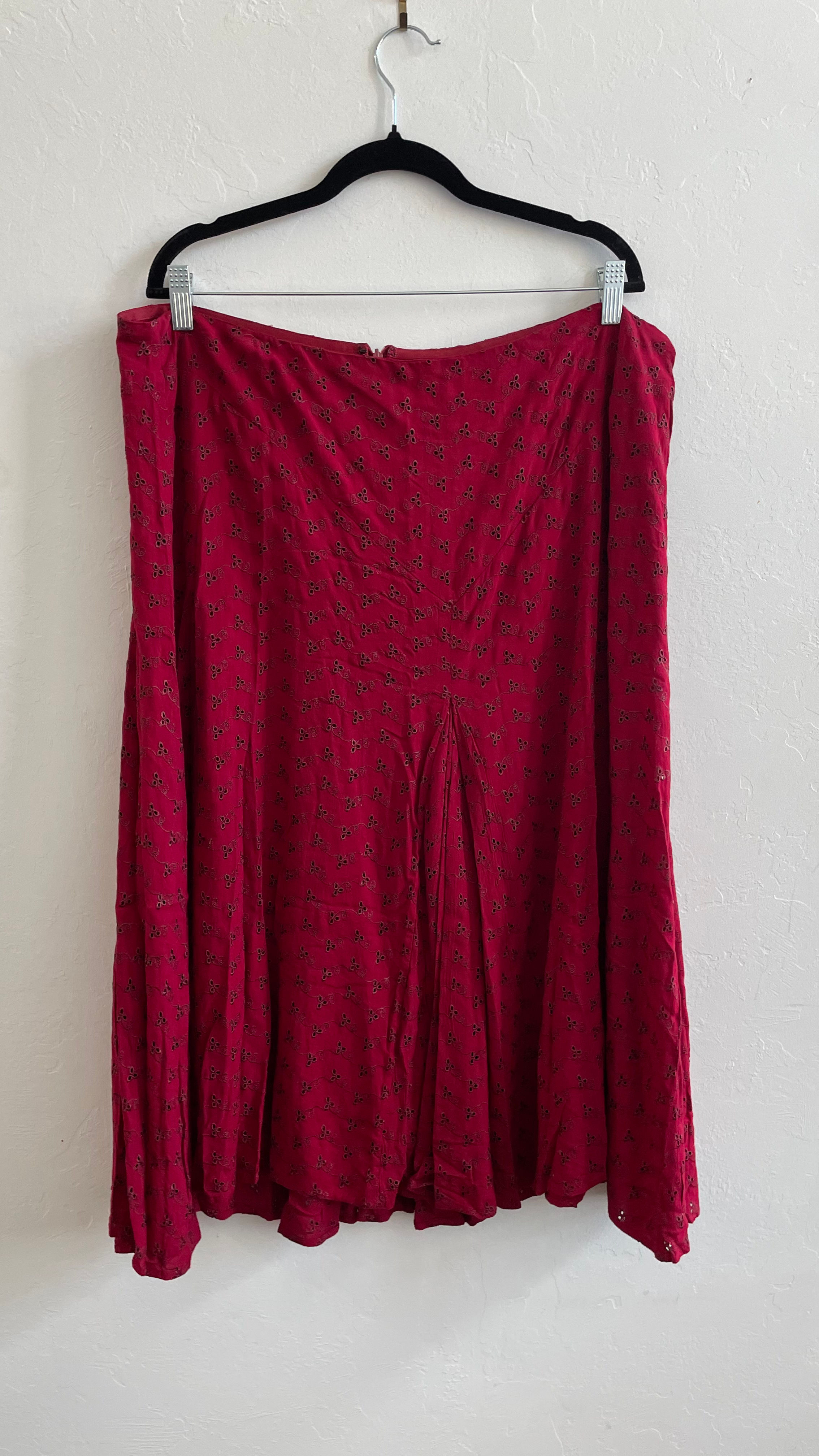 Vintage Roper Red Embroidered Skirt- XL