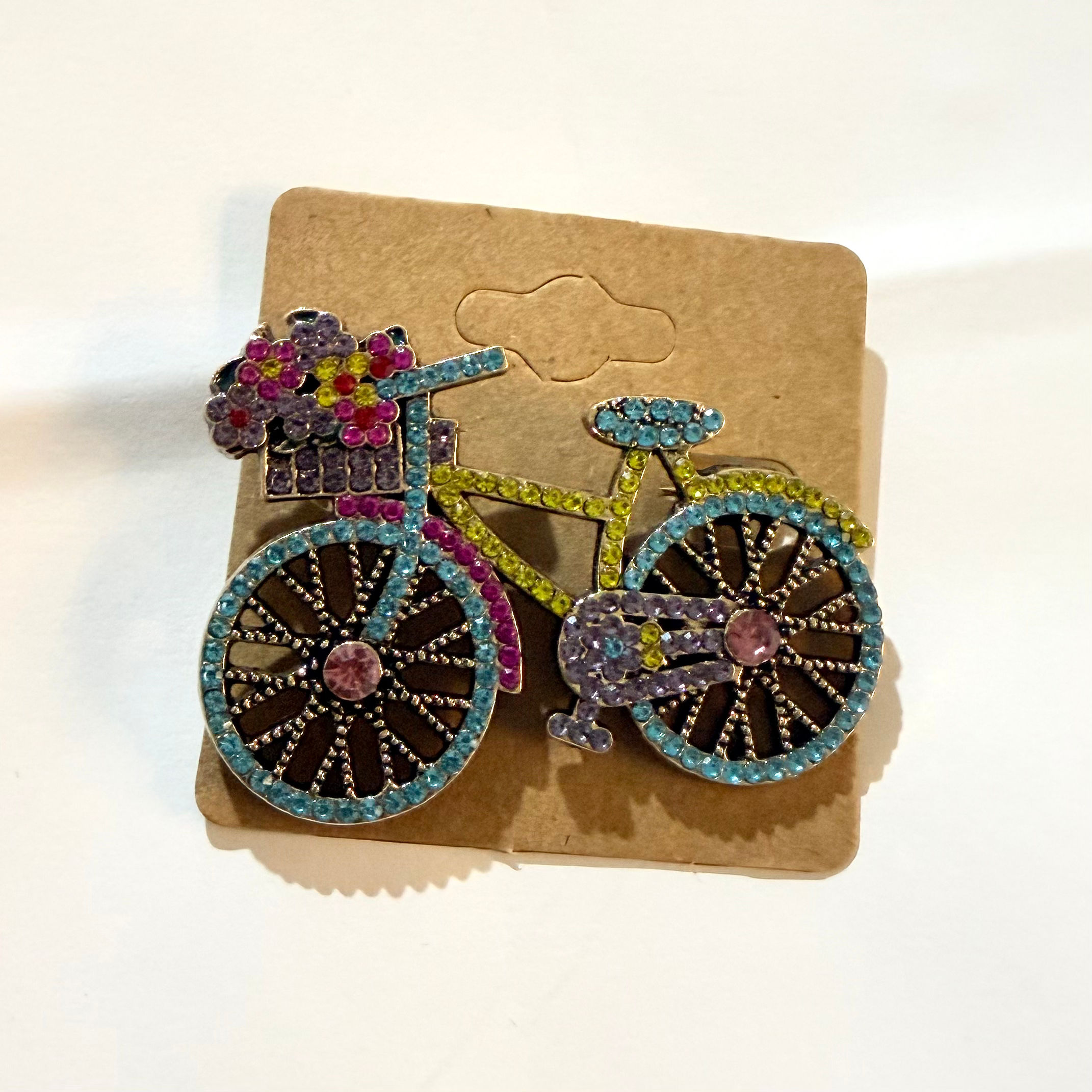 Multi Rhinestones Bike Brooch