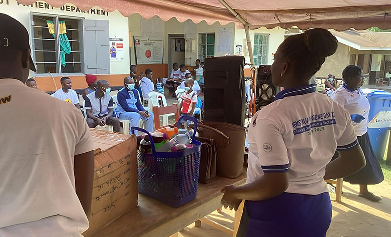 Community session receiving supplies during COVID-19