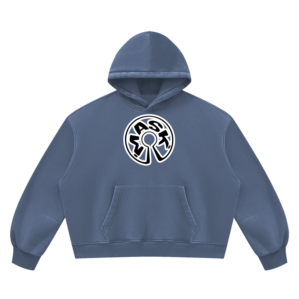 Thumbnail: MASK LOGO/SKATEBOARD Unisex Vintage Wash Boxy Fleece Hoodie