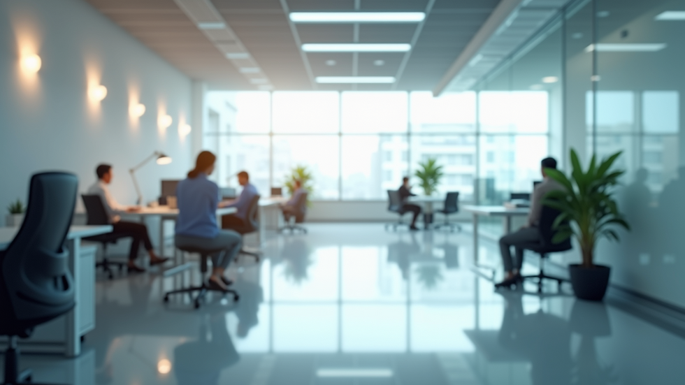 High angle view of a sparkling clean office space