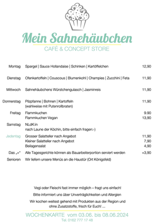 Unsere Wochenkarte ab dem 3. Juni:-)