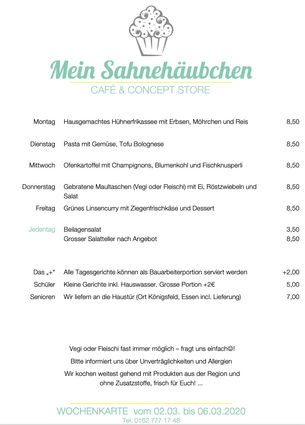 Die Wochenkarte am dem 2. März