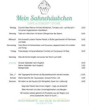 Unser Menü vom 23. bis 28. August 2021